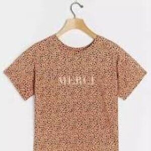 Anthropologie SATURDAY SUNDAY Aniimal Print Merci Graphic Tee - Size: S
